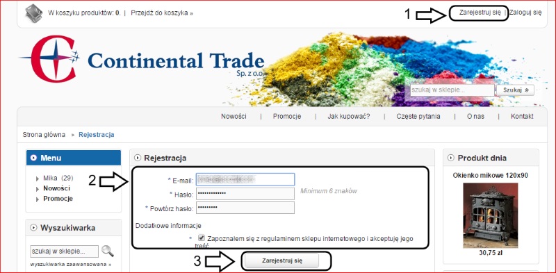 Jak się zarejestrować w sklep.continentaltrade.eu